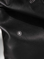 Black Amari top grain leather backpack magnetic closure