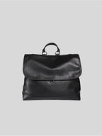 Black Amari top grain leather backpack front view