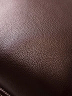 Close-up of top-grain brown leather texture