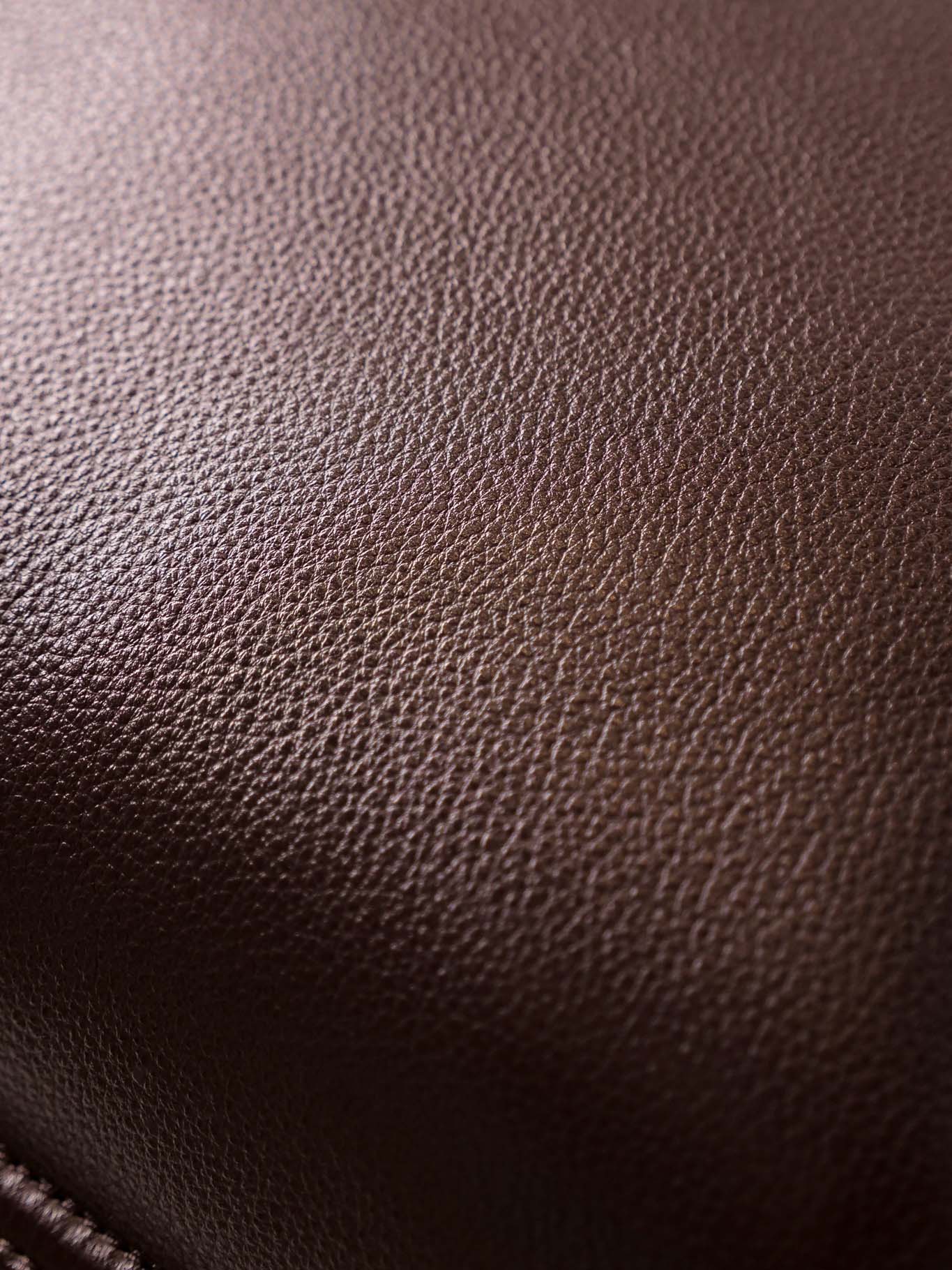 Close-up of top-grain brown leather texture
