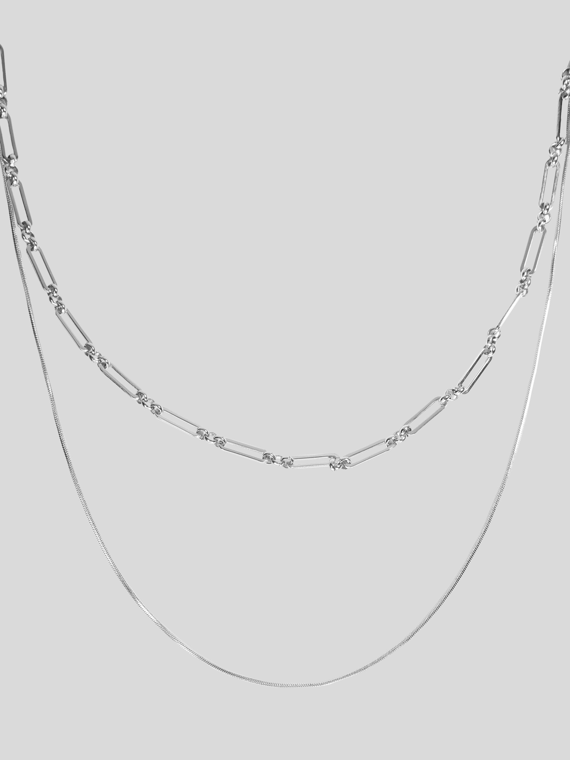 Sterling silver Callum chain necklace front view