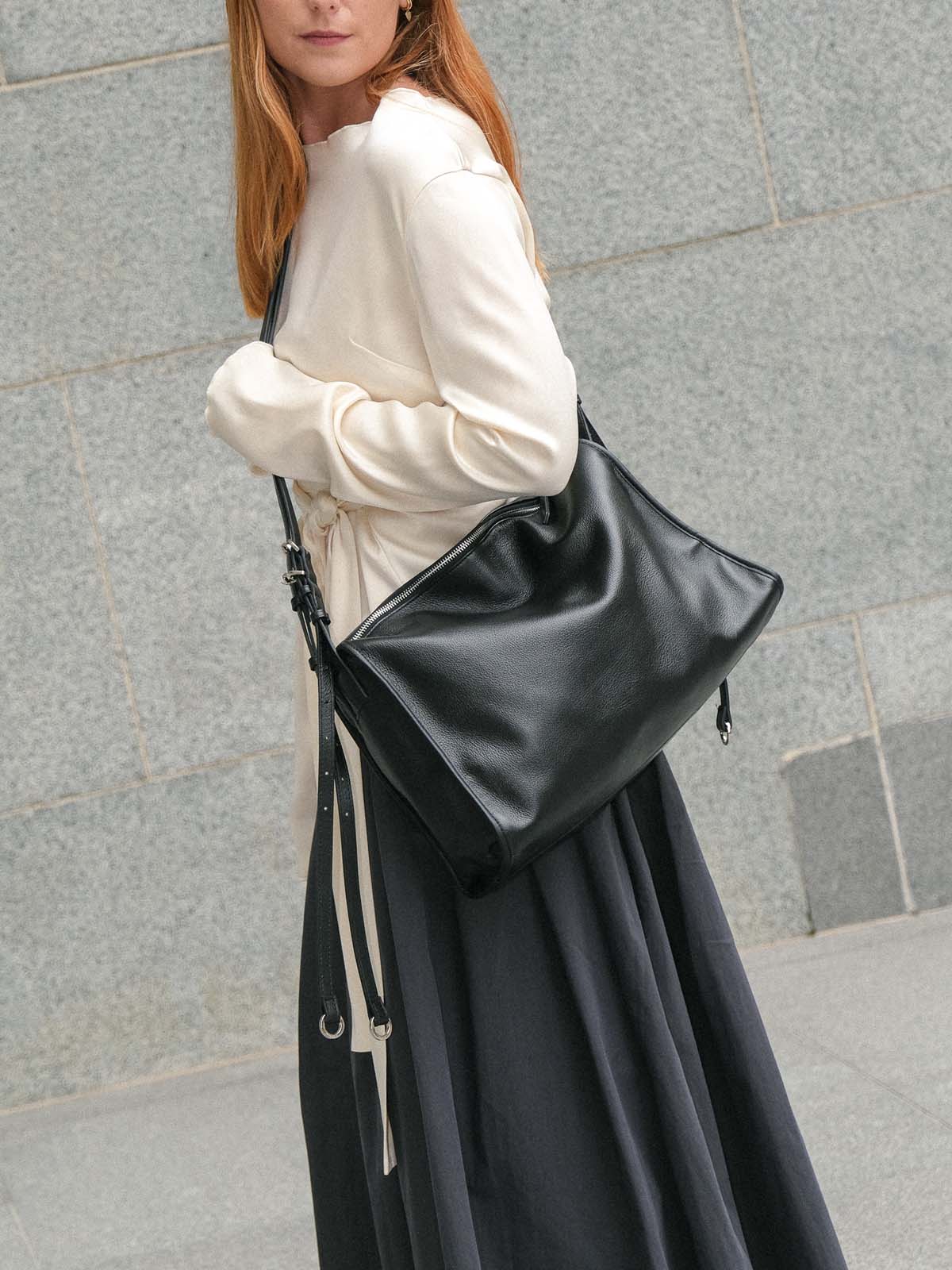 Black Willow Bag worn crossbody