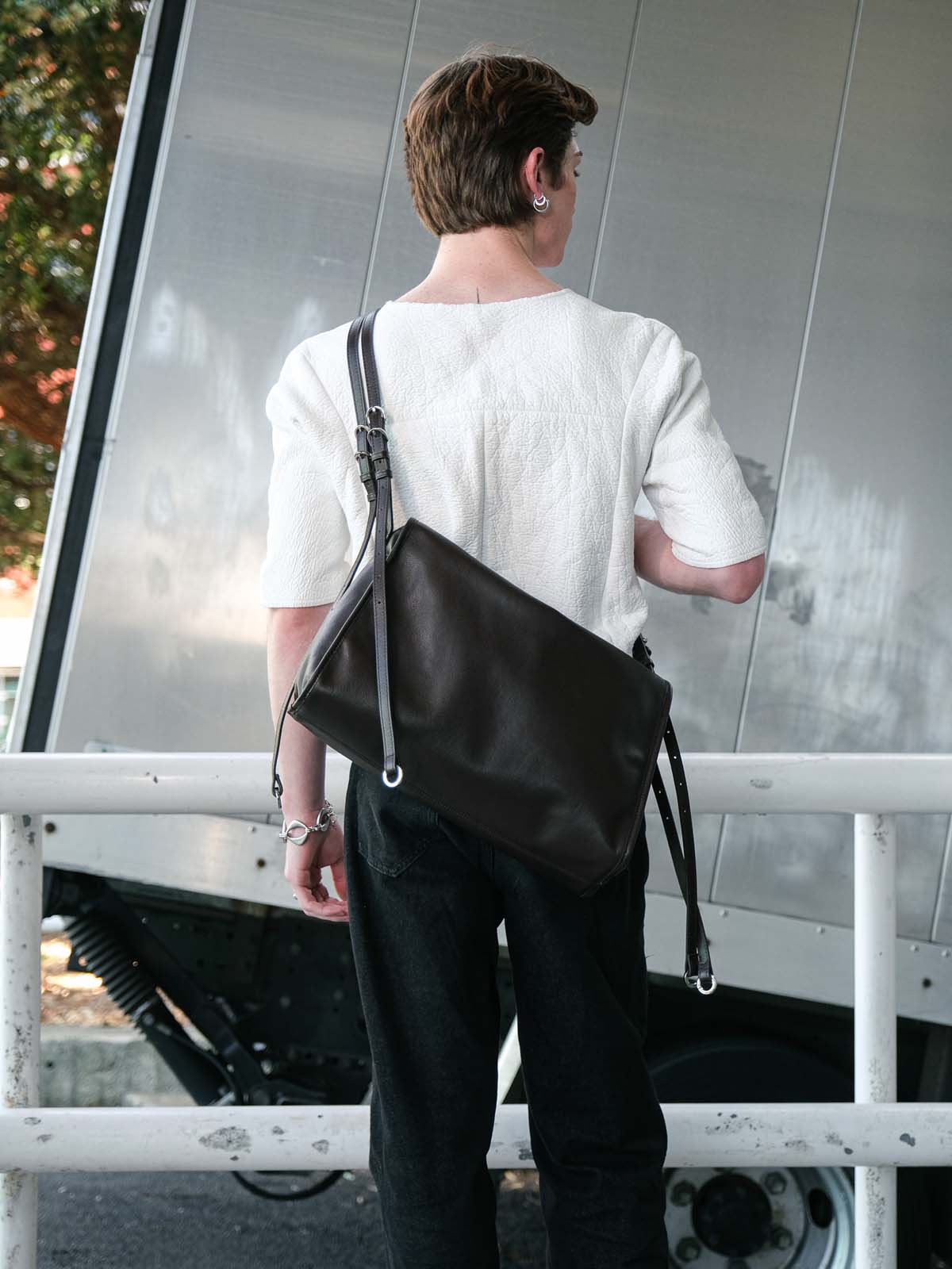 Brown Willow Bag worn crossbody on back