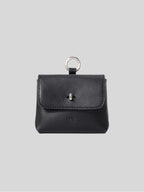 Finlay mini leather bag charm black front view