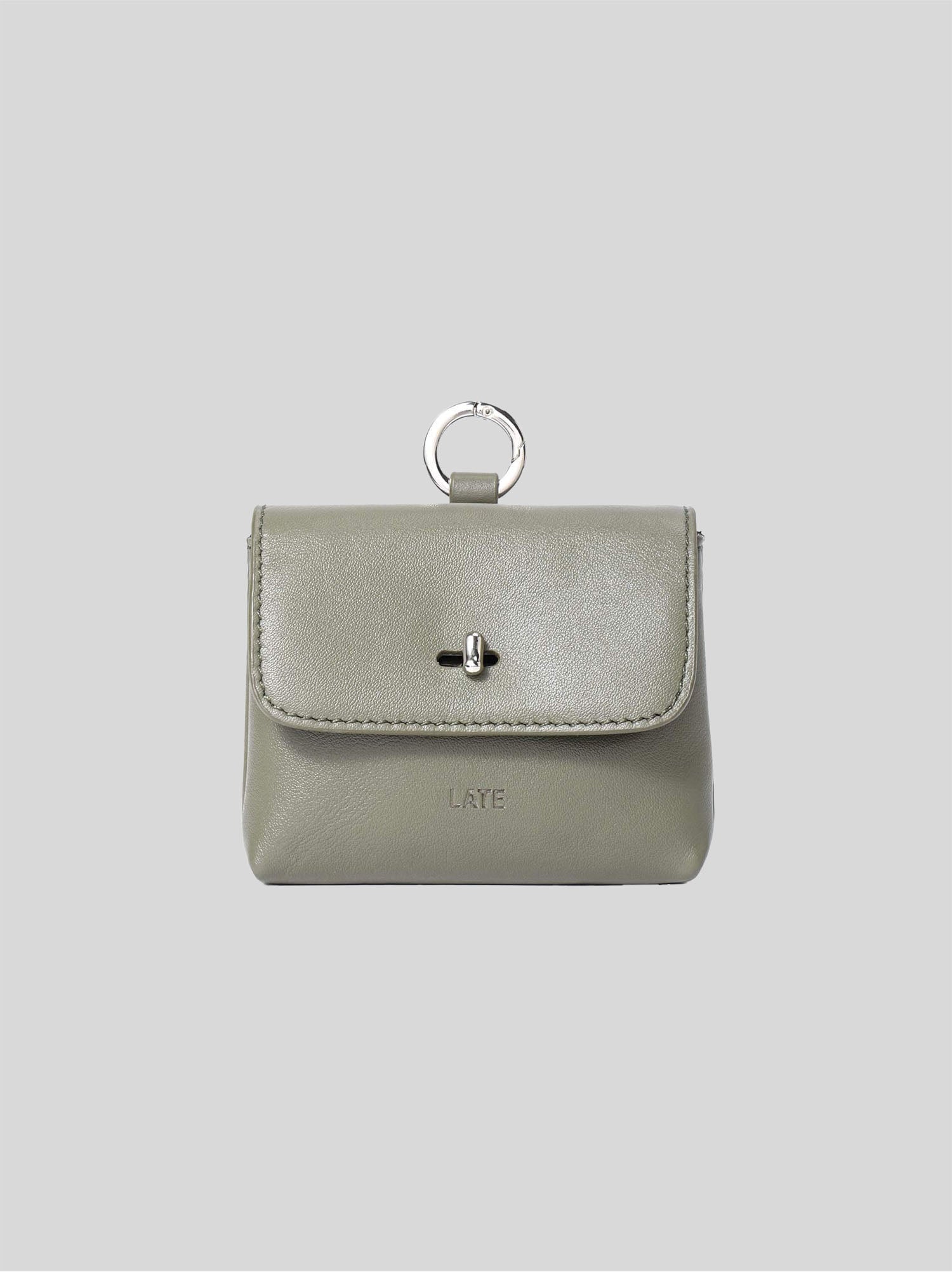 Finlay mini leather bag charm green front view