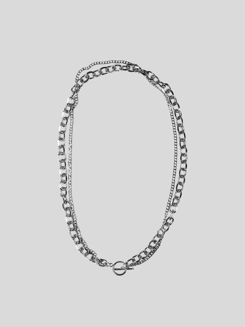 Francisco stainless steel necklace on plain background