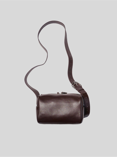 Brown Fromont crossbody bag top-grain leather front view
