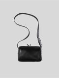 Black Fromont top grain leather crossbody bag front view