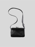 Black Fromont top grain leather crossbody bag front view