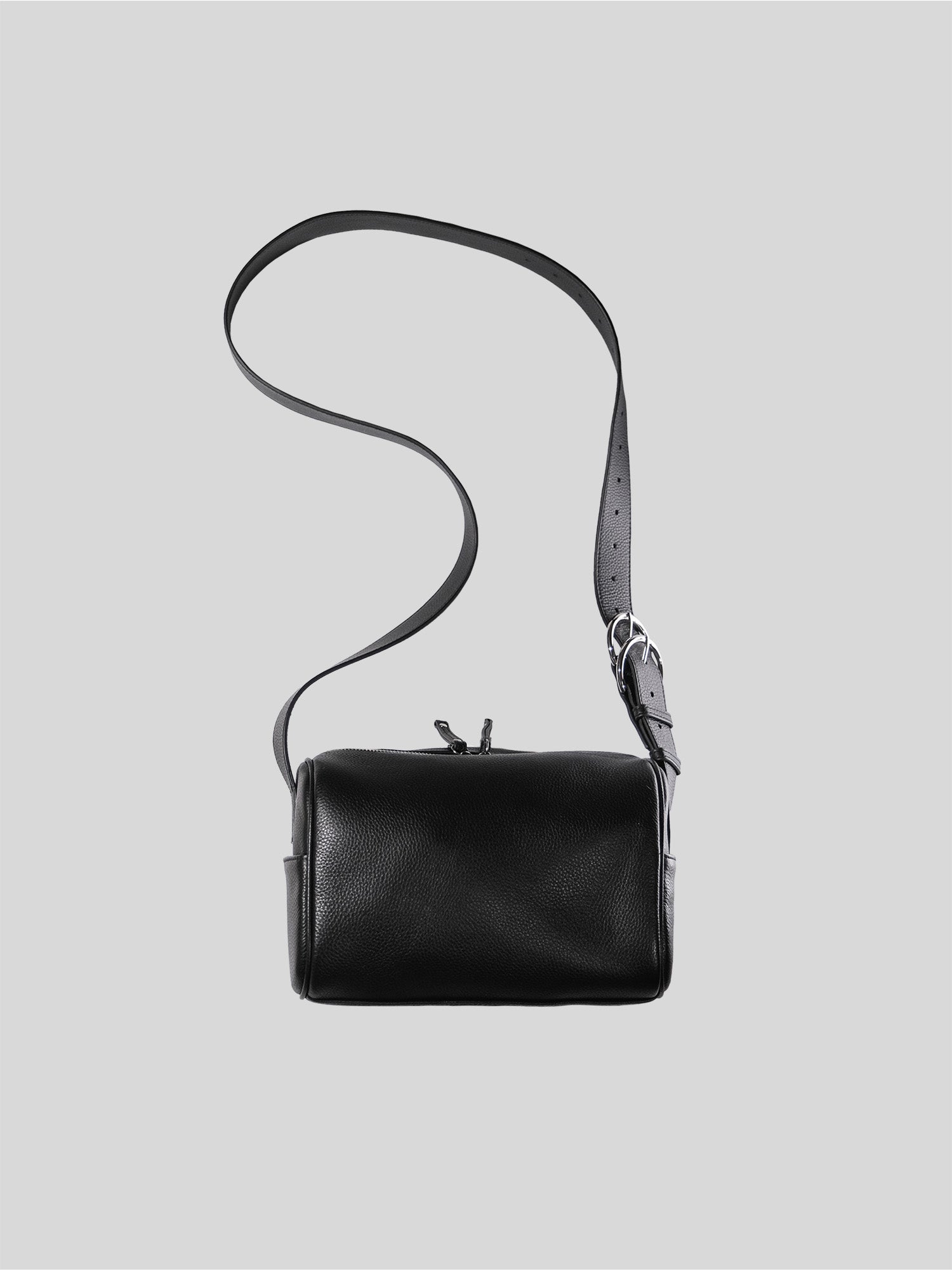 Black Fromont top grain leather crossbody bag front view
