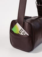 Brown Fromont crossbody bag top-grain leather pocket side view