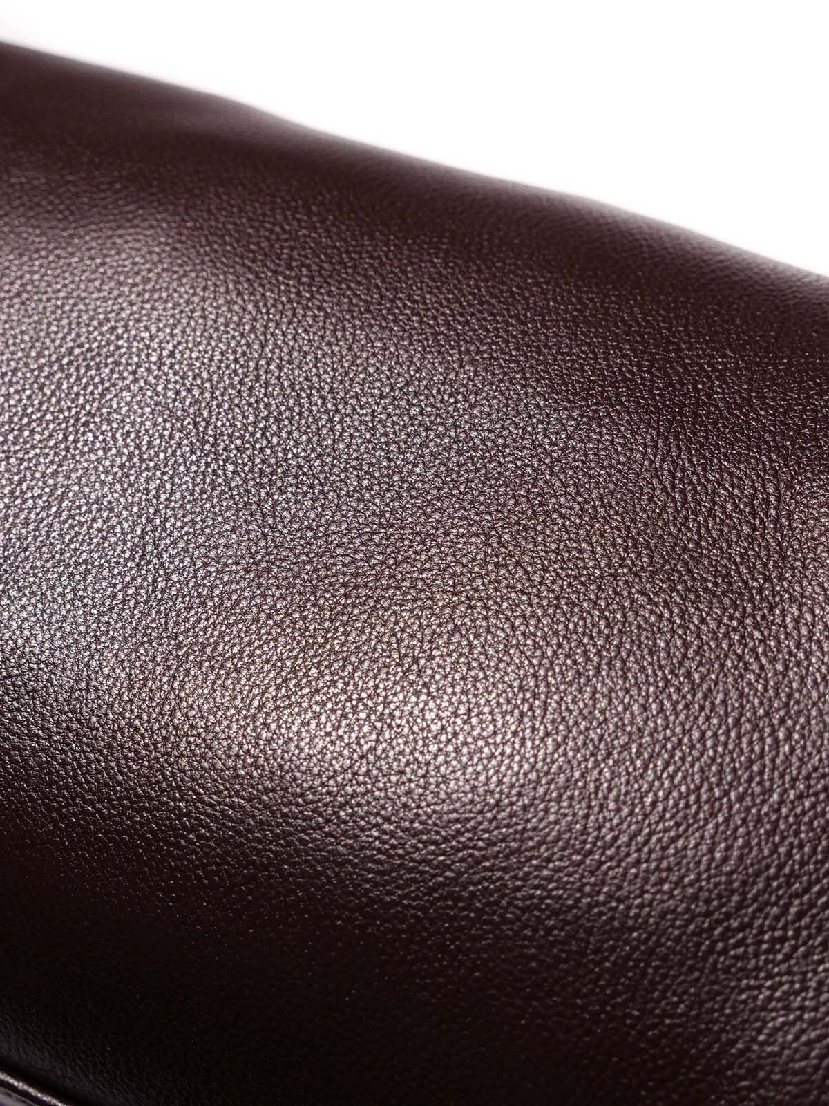 Brown Fromont crossbody bag top-grain leather close up