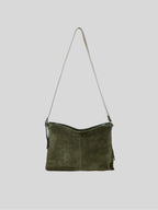 Medium Kite Bag in Forest Suede isolated on a grey background