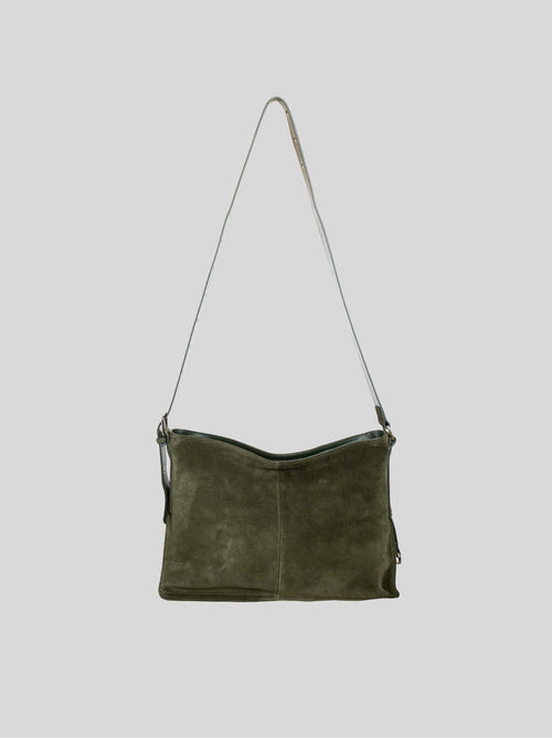 Medium Kite Bag in Forest Suede isolated on a grey background