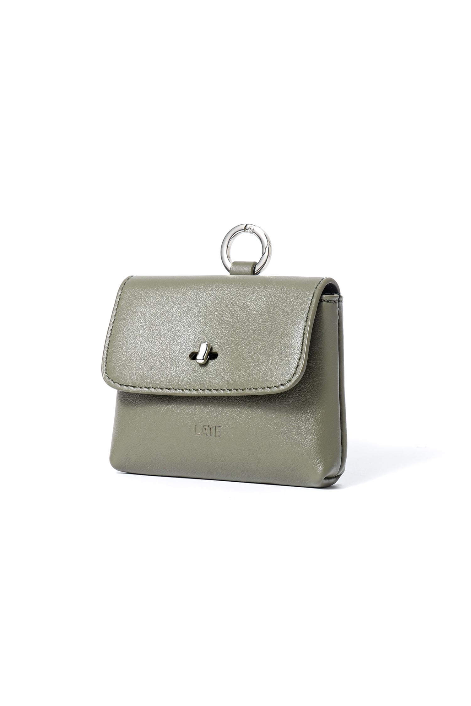 Finlay mini leather bag charm green 45 degree angle view
