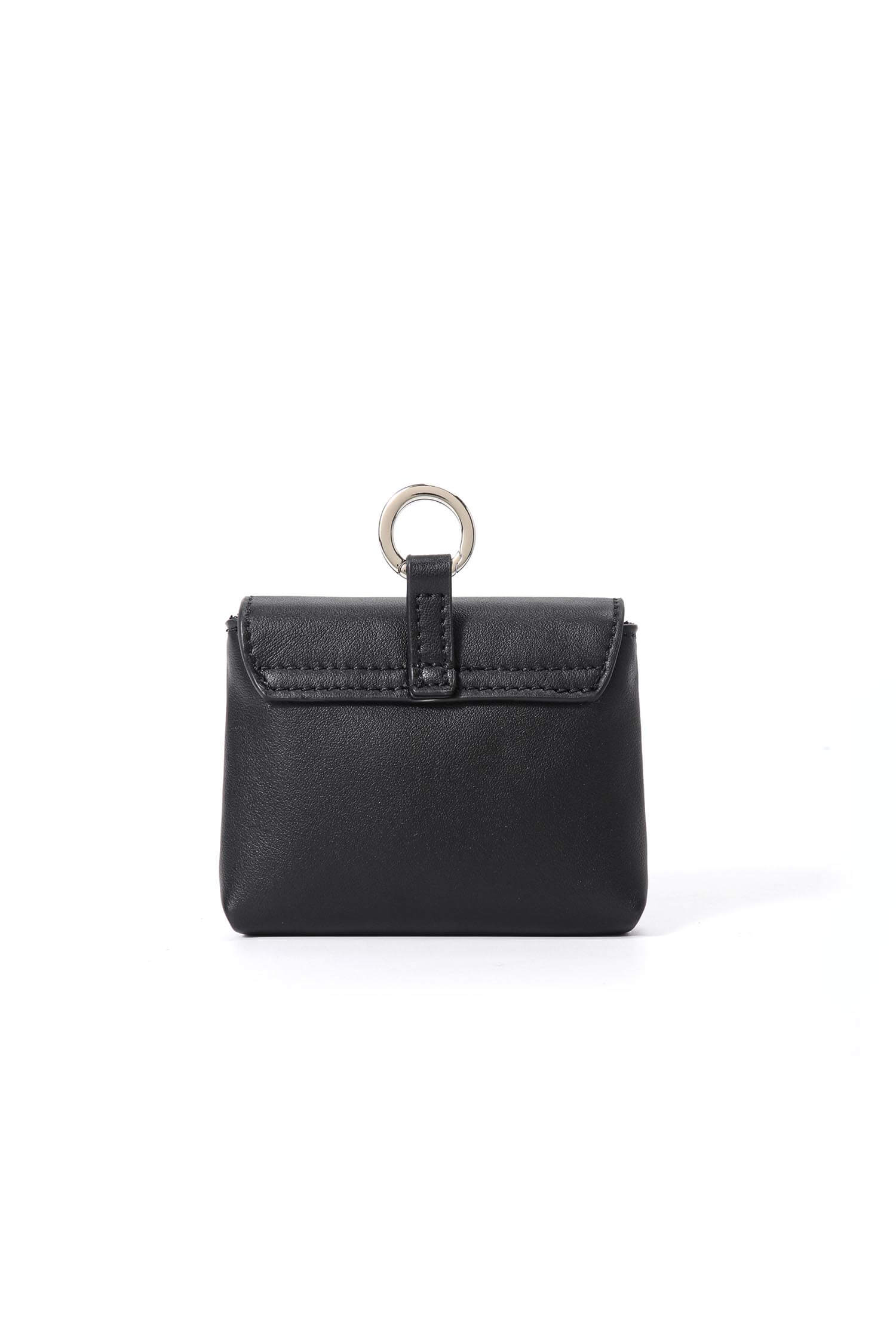 Finlay mini leather bag charm black back view