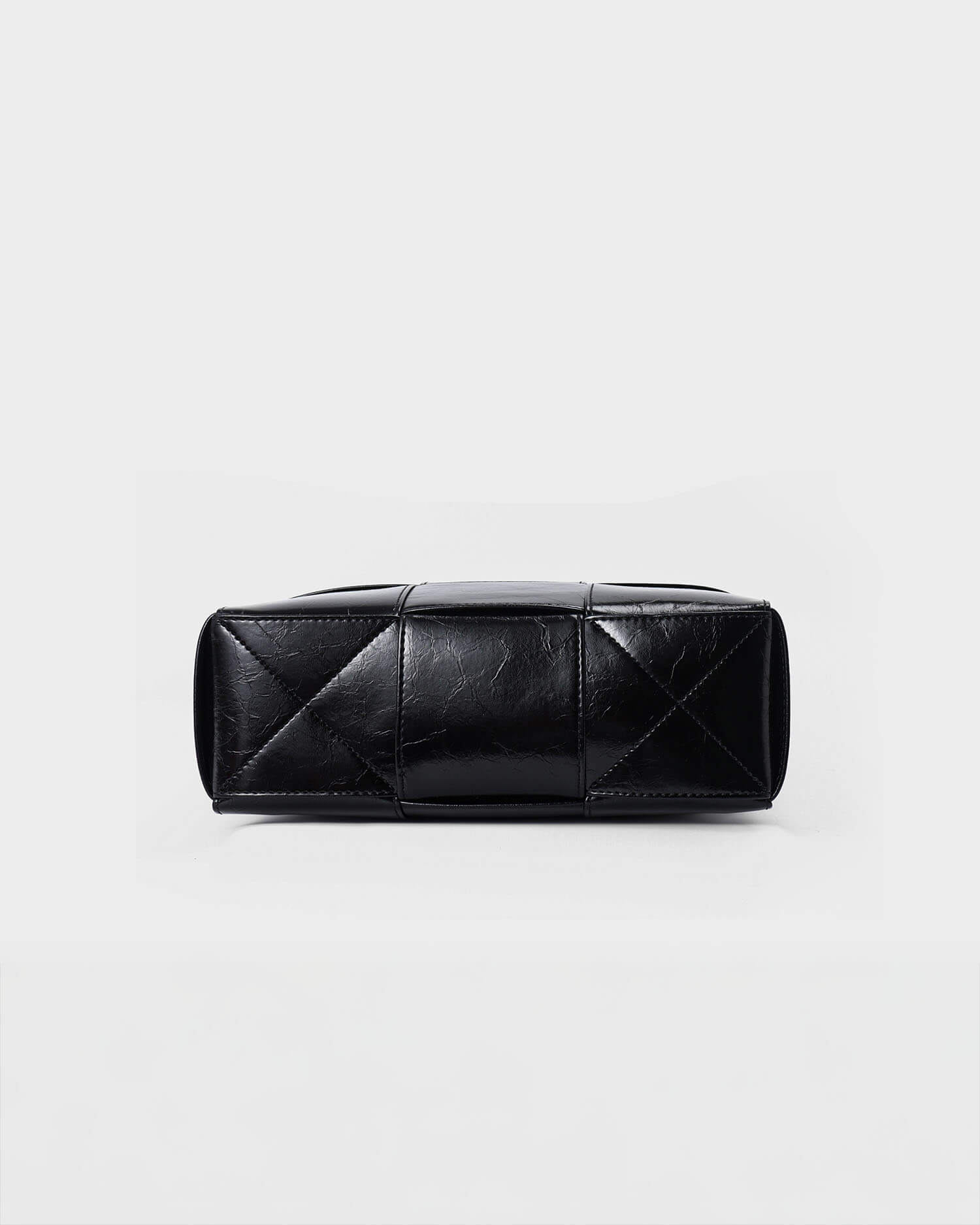 Marcello black crossbody genuine patent leather bag bottom view