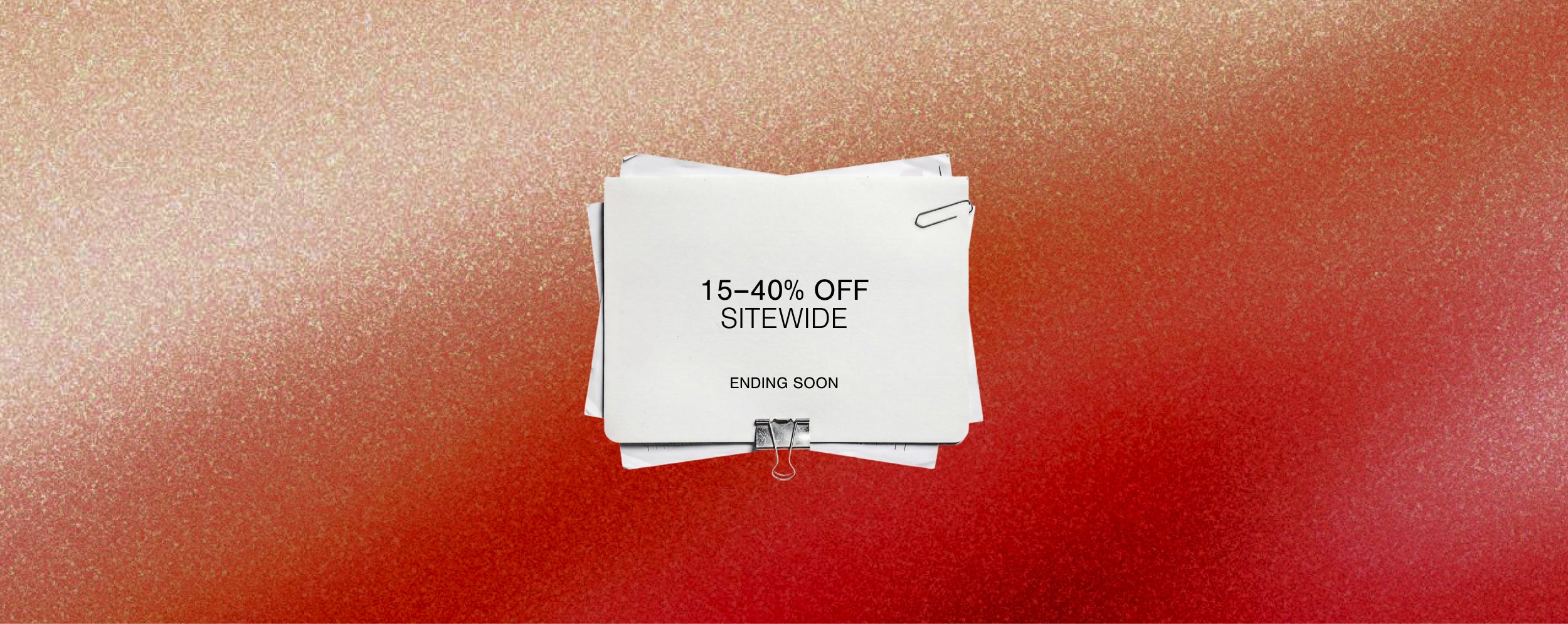 Stack of papers with a discount offer on a gradient background