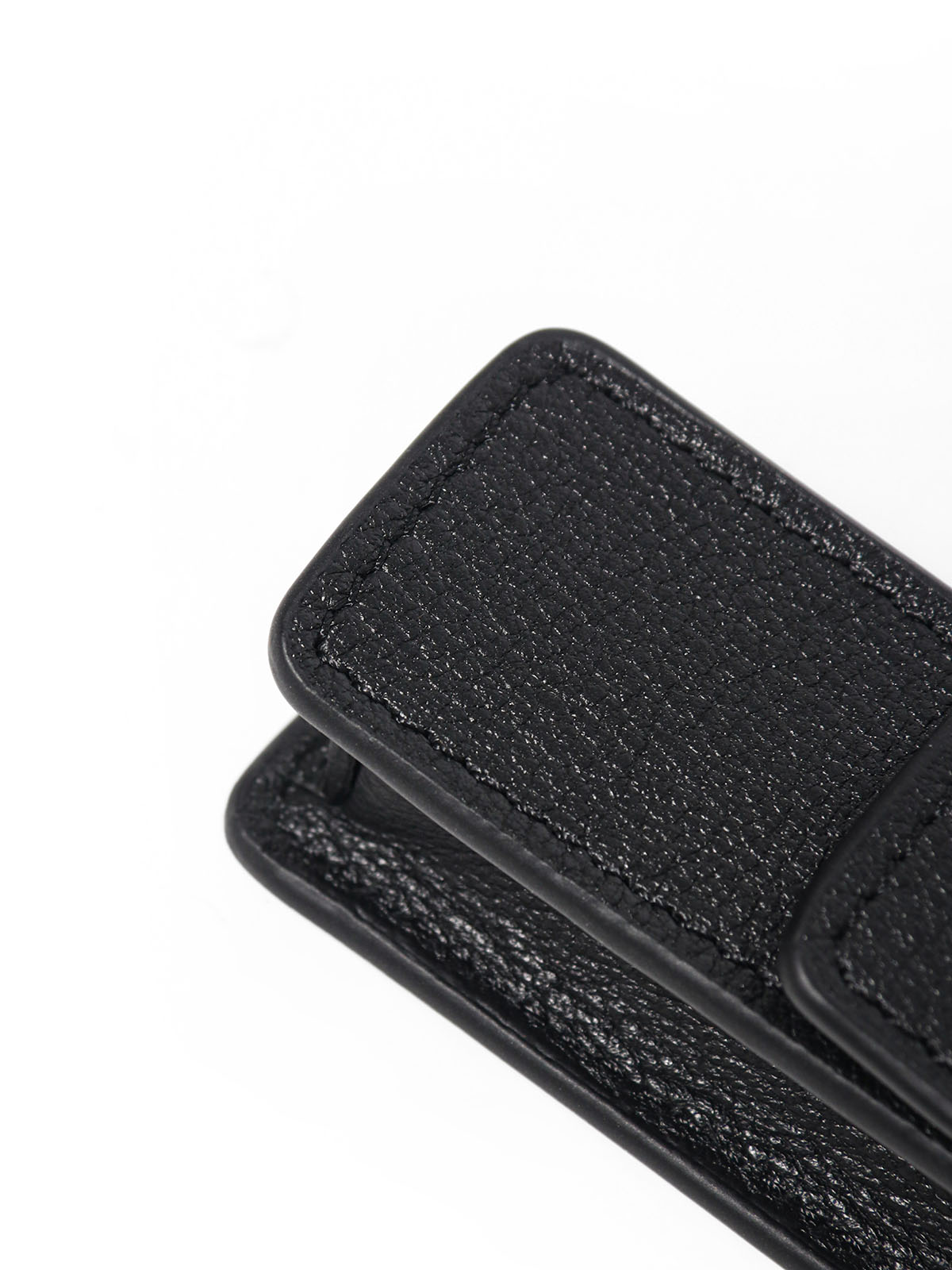 Leather lip balm case close up