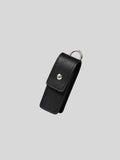 Late to Work leather lip balm case charm with silver metal detachable ring