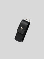 Late to Work leather lip balm case charm with silver metal detachable ring