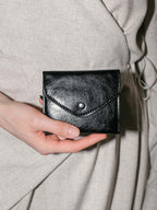 Late Cardholder black genuine leather front view