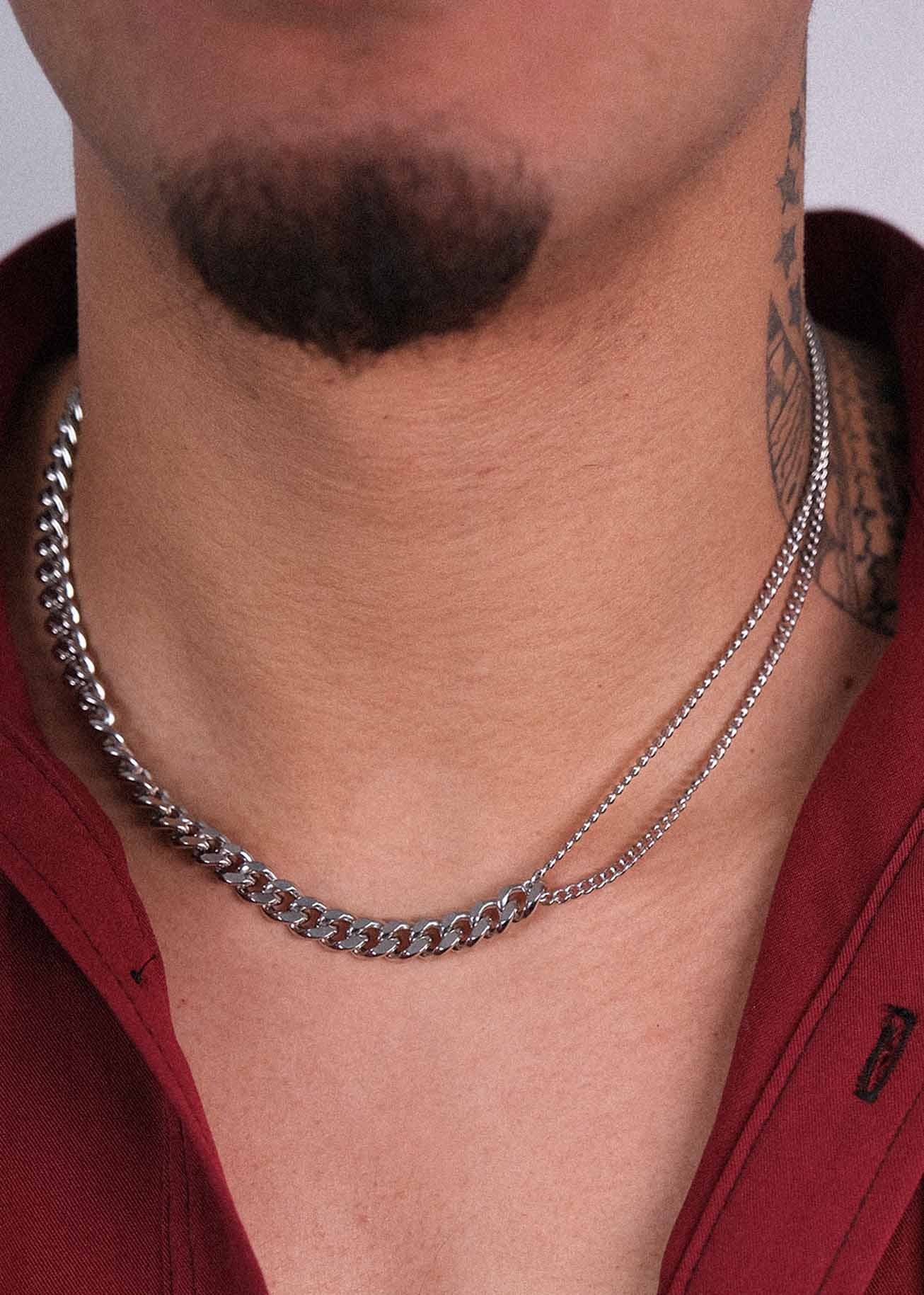 Sterling silver Luis necklace on male model