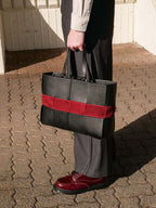 Reed Woven Bag: Ink & Maroon