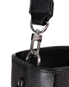 Close up of silver strap hardware