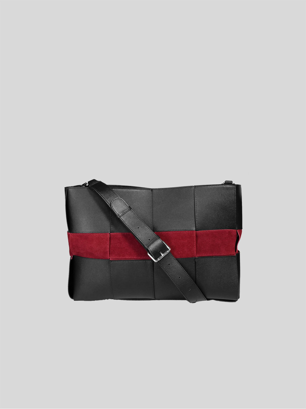 Reed woven bag front view with crossbody strap