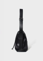 Sage crossbody bag black genuine leather side view