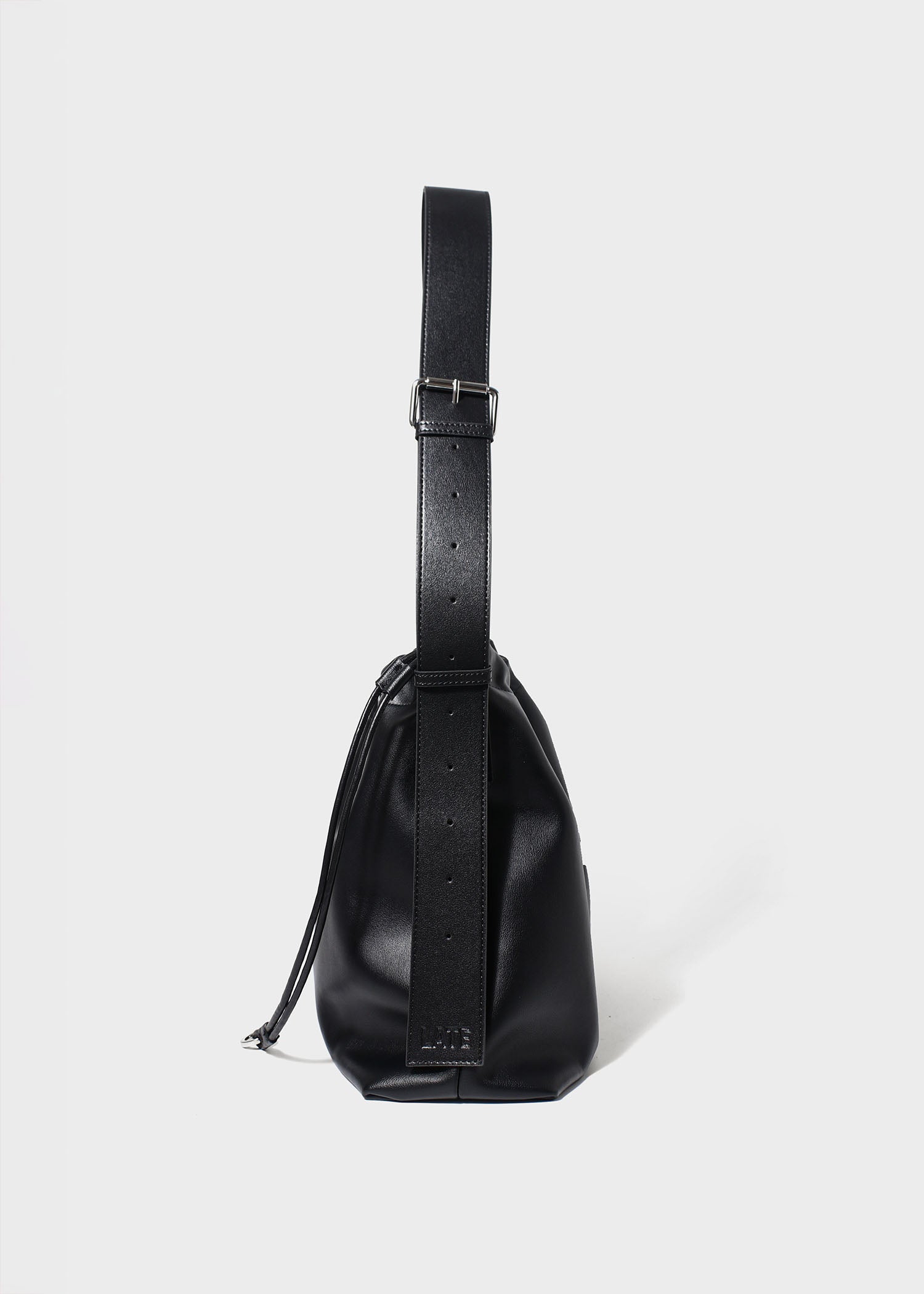 Sage crossbody bag black genuine leather side view