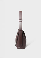 Sage crossbody bag brown genuine leather side view