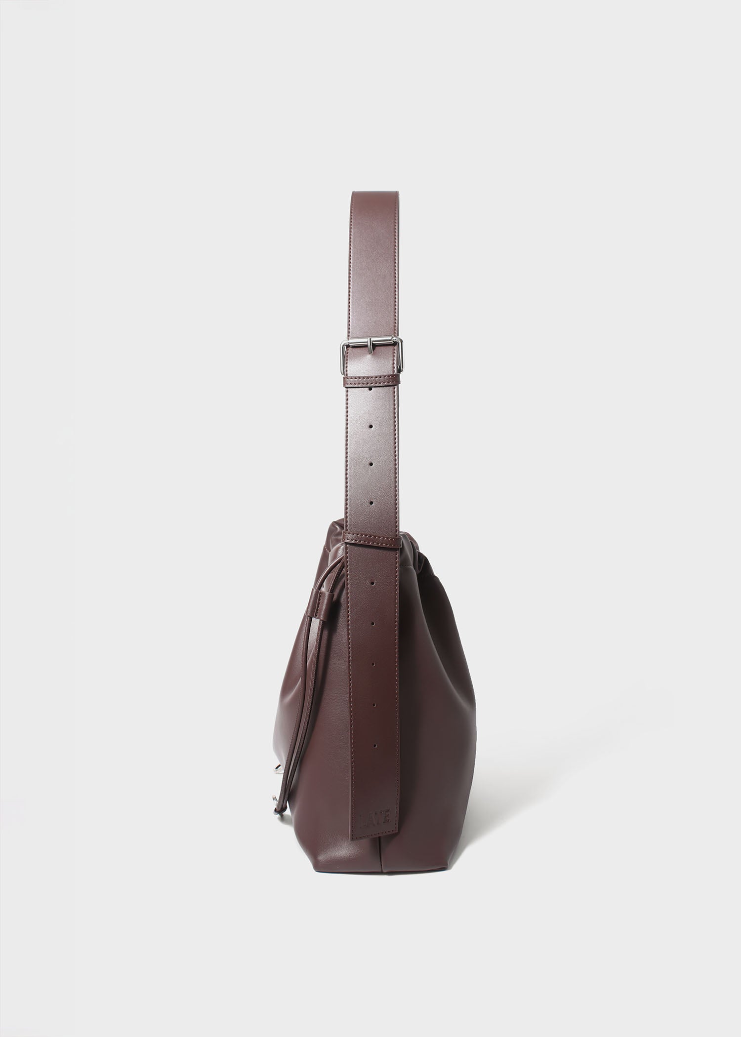 Sage crossbody bag brown genuine leather side view