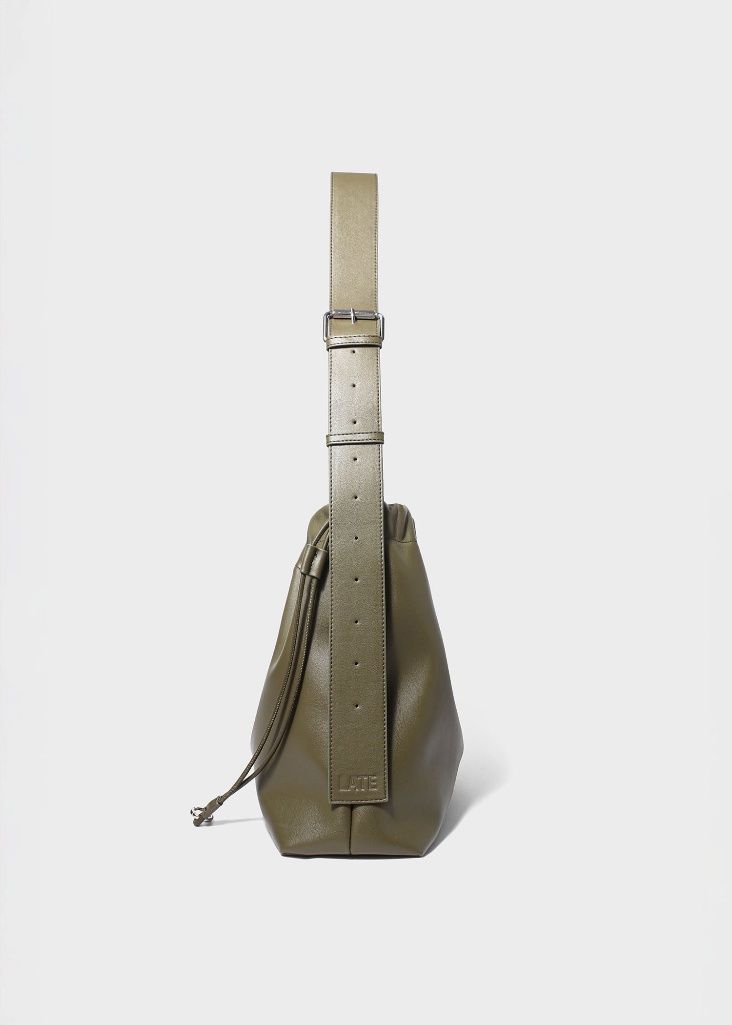 Sage crossbody bag green genuine leather side view