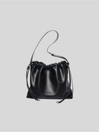Sage crossbody bag black genuine leather  front view