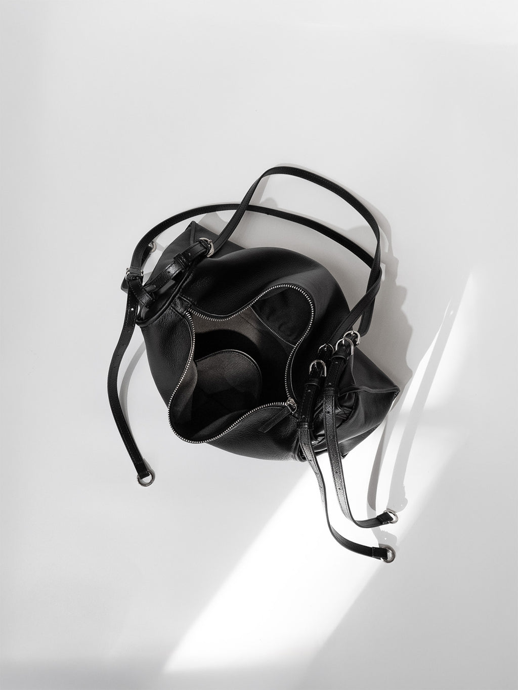 Inside view of Black Willow Bag showing two interior pockets