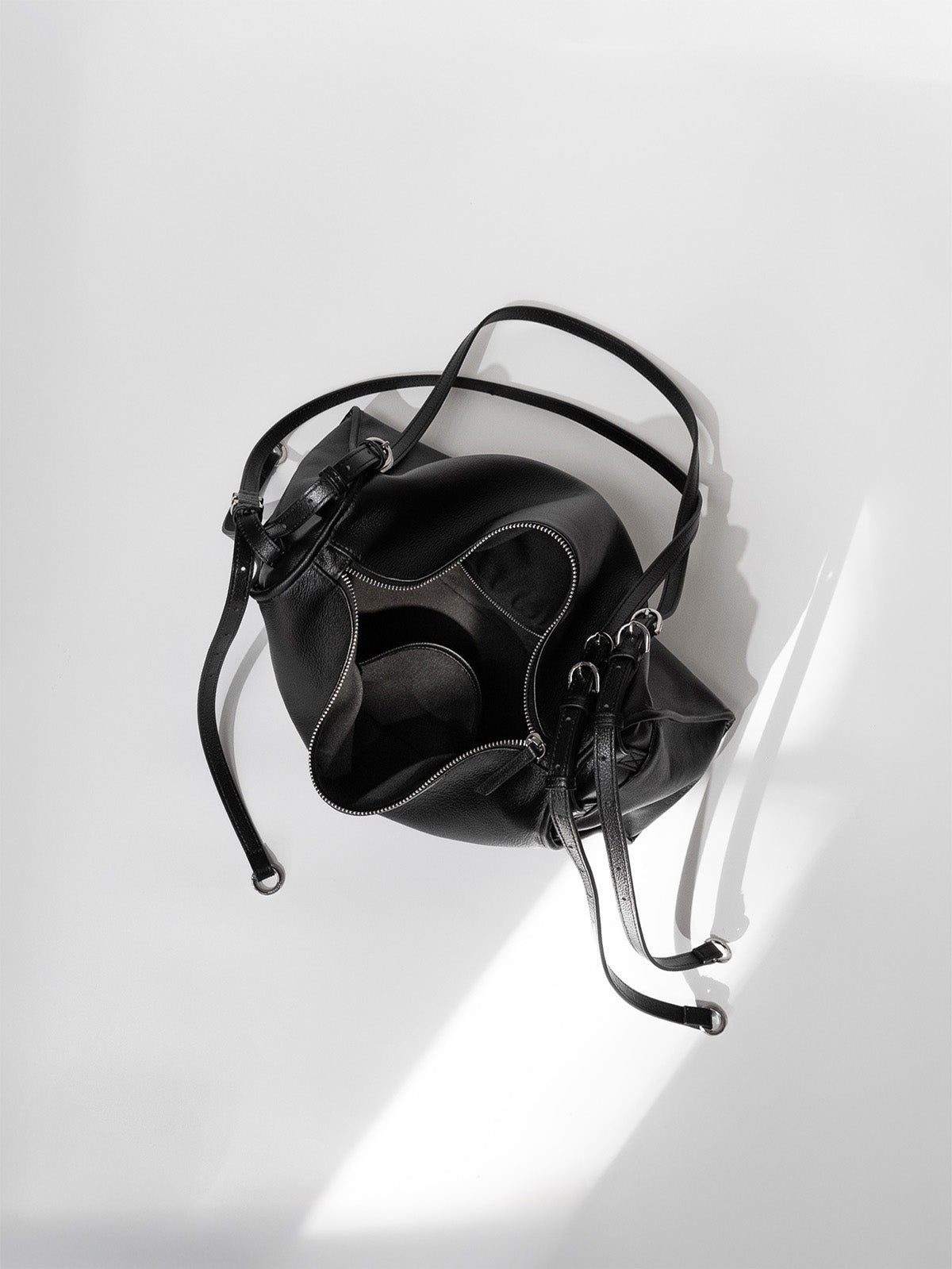 Inside view of Black Willow Bag showing two interior pockets