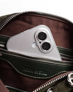 Close up of interior pocket with iPhone 17 inside