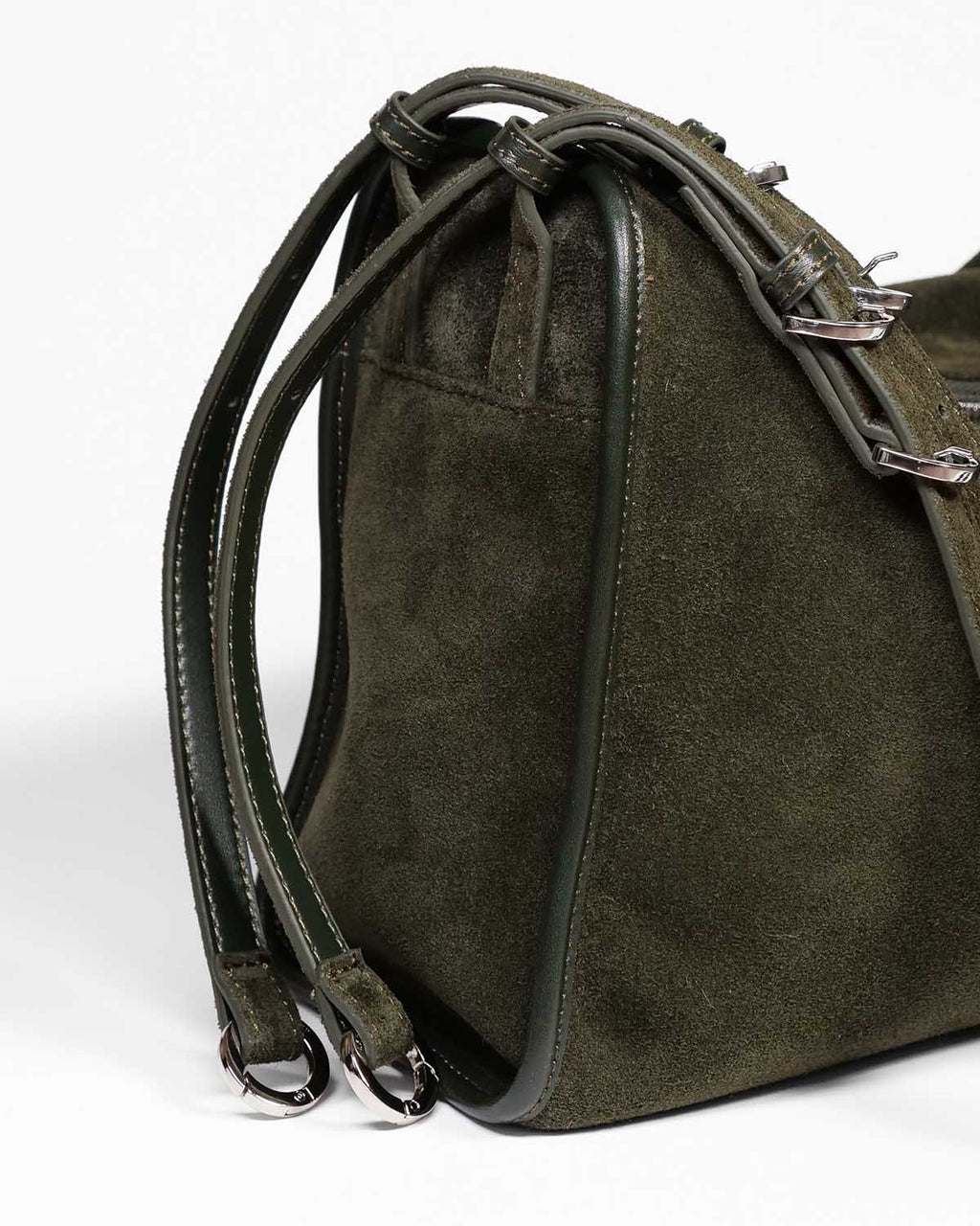 Small Green Suede Willow Bag side panel view