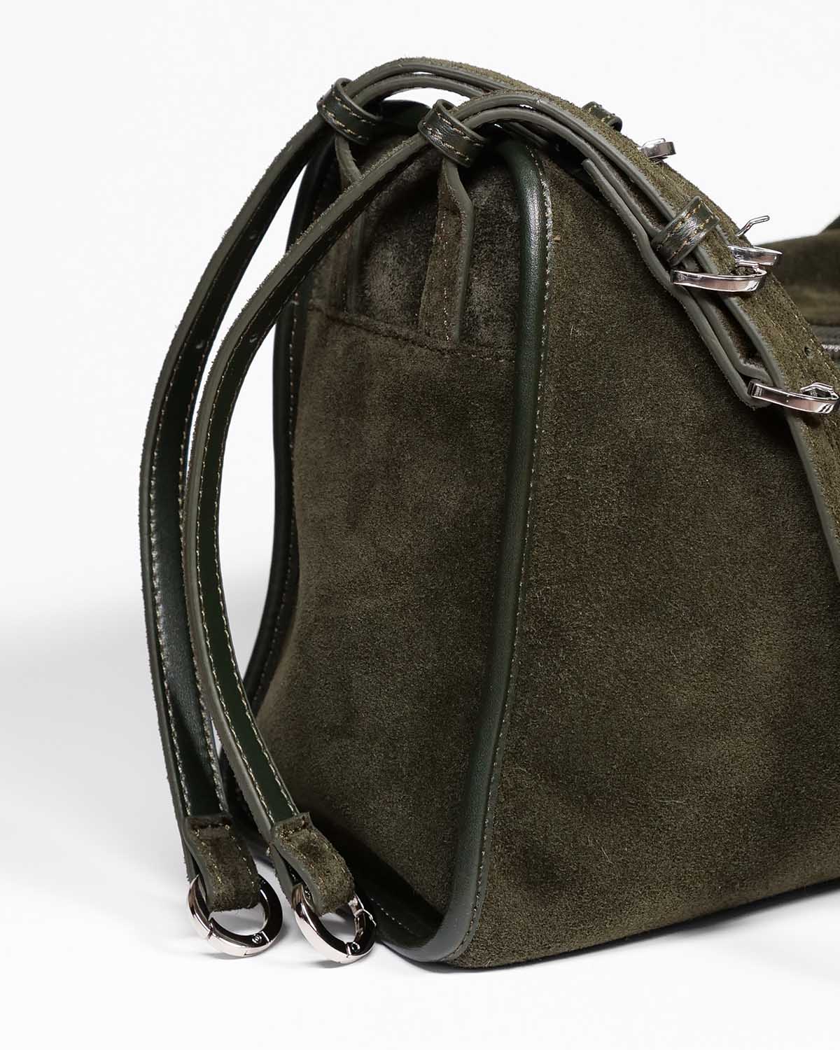 Small Green Suede Willow Bag side panel view