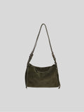 Small Willow Bag in Forest Suede isolated on a grey background